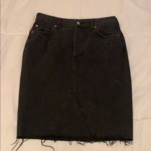 Black denim skirt